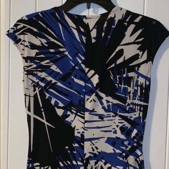 Evan Picone Black White Blue Ring Front Dress - Picture 5 of 8